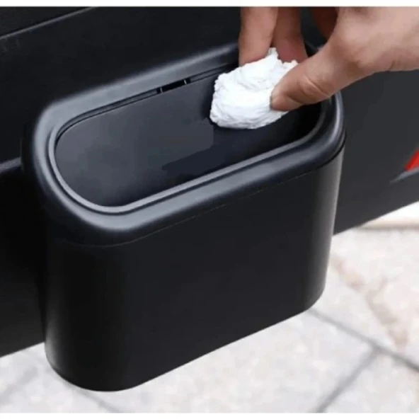 Araba Çöp Kutusu Kapaklı Organize Siyah Renk - Resim 4