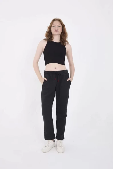 Unisex Üç İplik Basic Eşofman Pantolon - Antrasit ürün görseli 1
