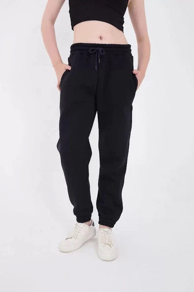 Üç İplik Basic Lastikli Eşofman Pantolon - Lacivert - Resim 5