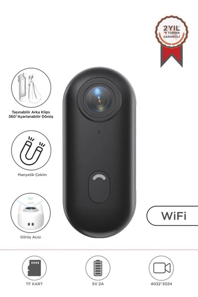 Torima CMR-34 Siyah 4K Kayıt, Geniş Açı,Manyetik ve Klips Tasarımlı Giyilebilir Aksiyon ve Motosiklet Kamerası ürün görseli