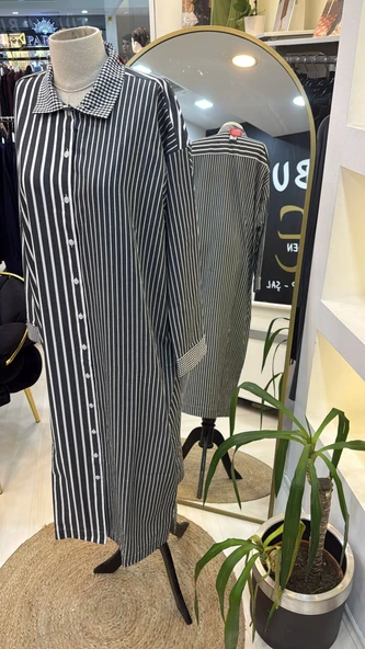 invee uzun gomlek elbise siyah 7089 - 9