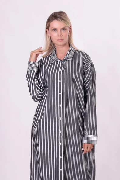 invee uzun gomlek elbise siyah 7089