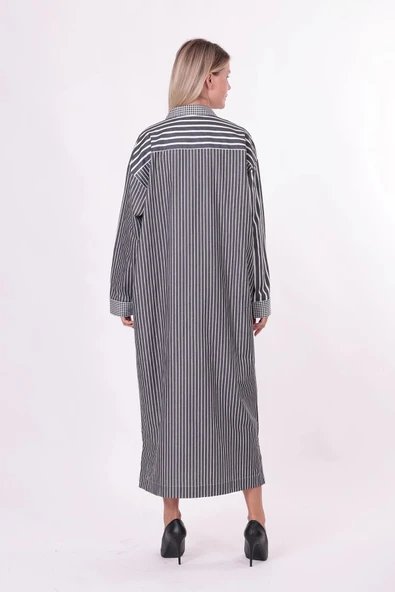 invee uzun gomlek elbise siyah 7089 - 2