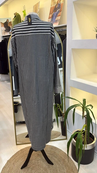 invee uzun gomlek elbise siyah 7089 - 7