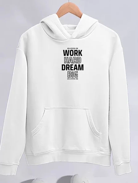 Kışlık Üç İplik Kapüşonlu SweatShirt - Beyaz ürün görseli 1