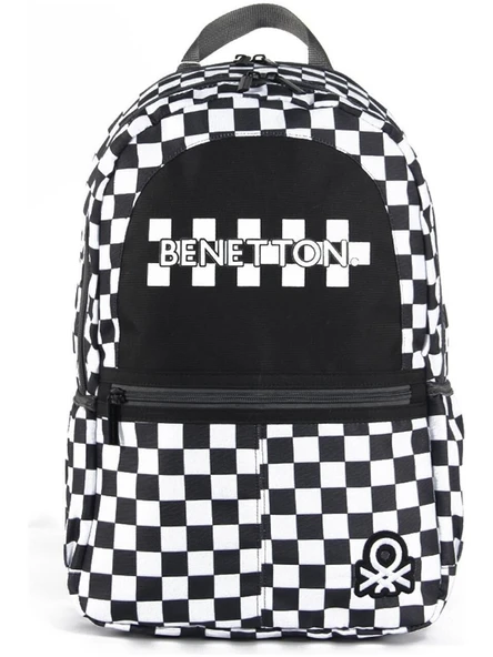 United Colors Of Benetton Siyah Beyaz Unisex Okul Çantası 03780