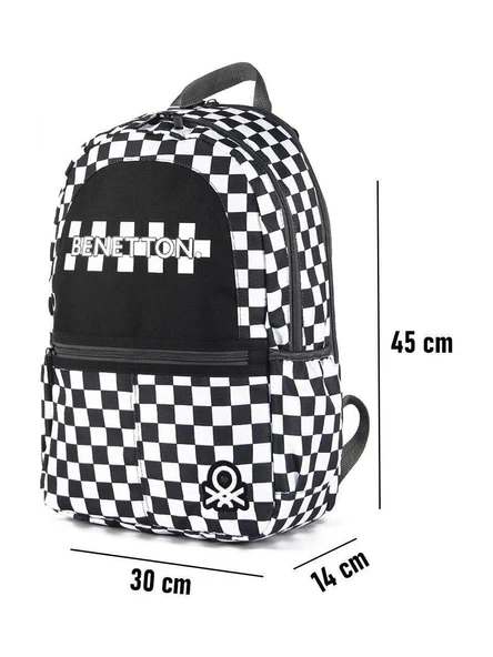 United Colors Of Benetton Siyah Beyaz Unisex Okul Çantası 03780 - 4
