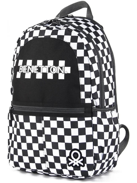 United Colors Of Benetton Siyah Beyaz Unisex Okul Çantası 03780 - 2