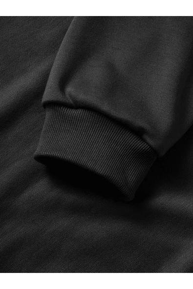 Üç İplik kapüşonlu 10 Kasıma Özel SweatShirt - Siyah - Resim 3