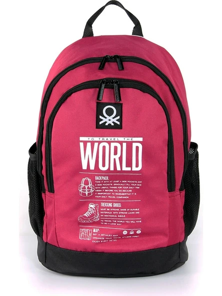 United Colors Of Benetton Bordo Siyah Unisex Okul Çantası 03834