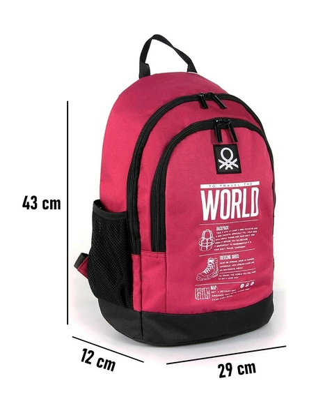 United Colors Of Benetton Bordo Siyah Unisex Okul Çantası 03834 - 5