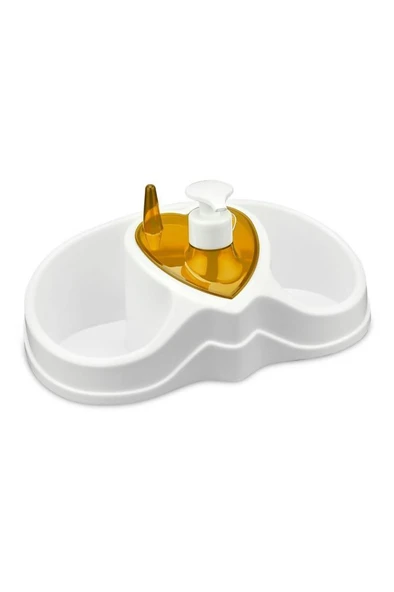 3 Bölmeli Bulaşık Seti, Sünger Fırça Deterjan Bölmeli Mutfak Sıvı Sabunluğu & Bulaşık Deterjanlığı - Resim 8