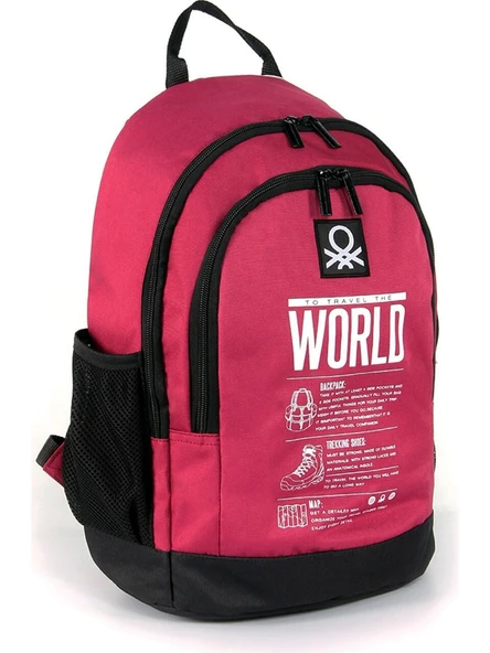 United Colors Of Benetton Bordo Siyah Unisex Okul Çantası 03834 - 4