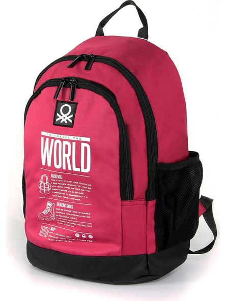 United Colors Of Benetton Bordo Siyah Unisex Okul Çantası 03834 - 2