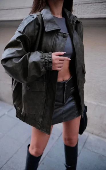 Suni Deri Pilot Ceket - 2