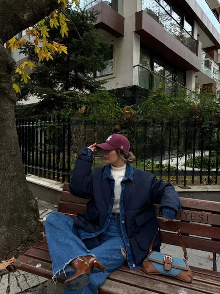 Jeans Detaylı Cıtcıtlı CEKET - Lacivert ürün görseli 1