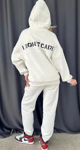 Nakış İşlemeli Üç İplik Sweat Takım- Beyaz - Resim 5