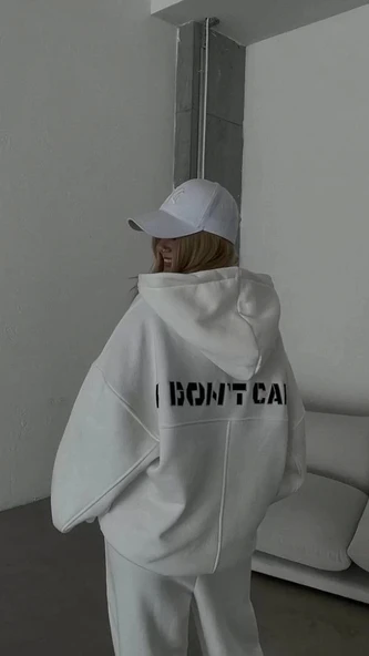 Nakış İşlemeli Üç İplik Sweat Takım- Beyaz - Resim 3