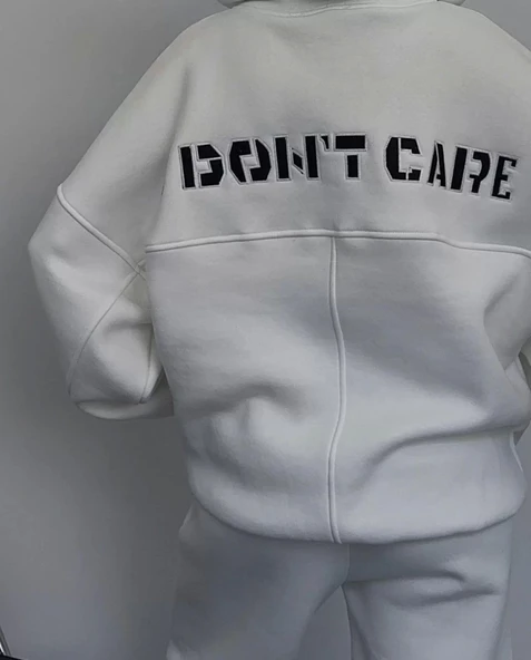 Nakış İşlemeli Üç İplik Sweat Takım- Beyaz - Resim 8