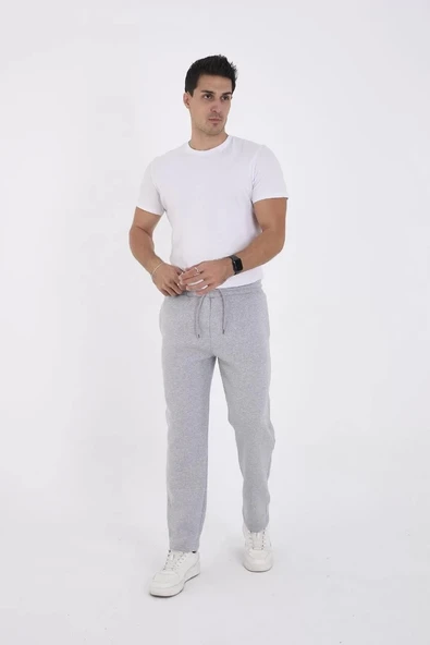 Unisex Üç İplik Basic Eşofman Özel Tasarım Pantolon - Gri ürün görseli 1
