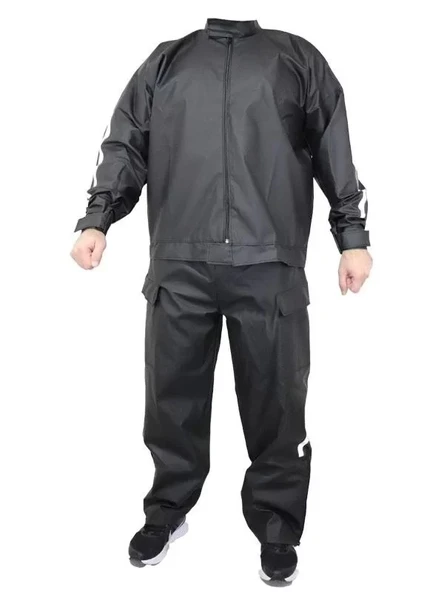 Yağmurluk Takım (Bahçıvan Tipi Askılı Pantolon ve Mont) - Siyah - Resim 4