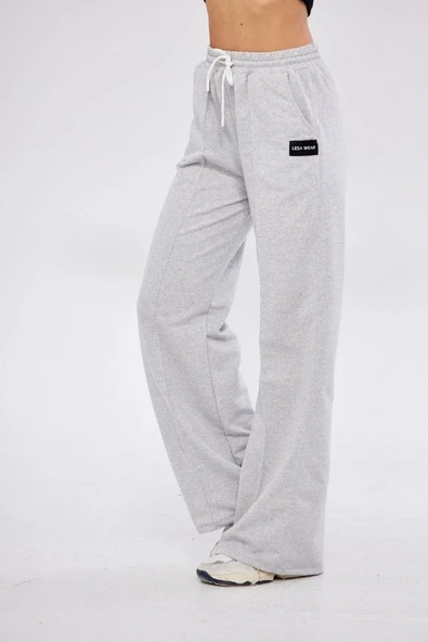 İki iplik Bol Paça Eşofman Pantalon - Gri - Resim 5