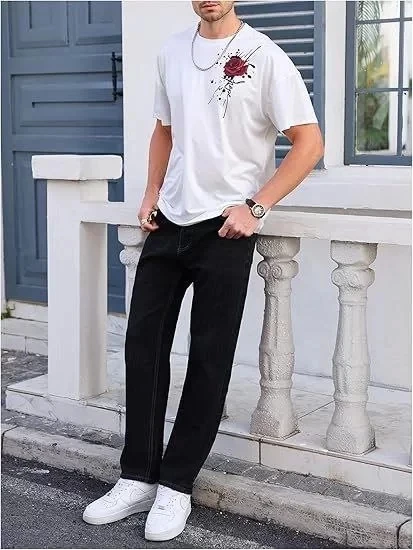 Erkek Bisiklet Yaka Kısa Kol Baskılı T-shirt - Beyaz - Resim 4