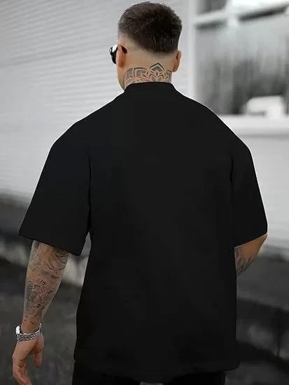 Erkek Bisiklet Yaka Kısa Kol Baskılı T-shirt - Siyah - Resim 2