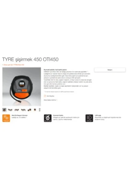 LASTIK SISIRME KOMPRESORU DIJITAL GOSTERGE LED ISIKLI 3,5 DK SISIRME SURESI ORT