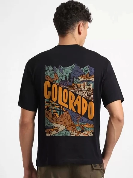 Erkek Baskılı Oversize T-shirt - Siyah - Resim 2