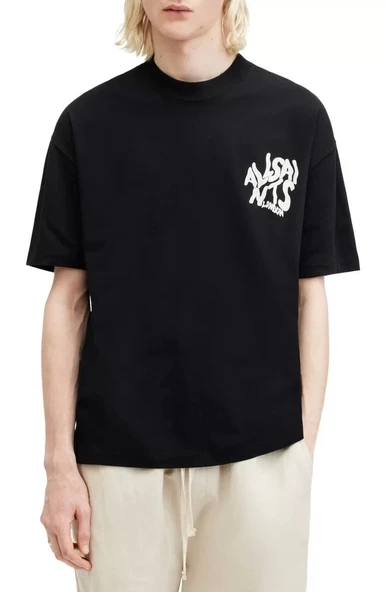 Erkek Baskılı Oversize T-shirt - Siyah ürün görseli 1