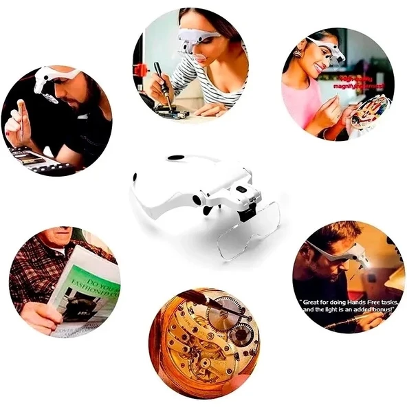 Şarjlı Gözlük Büyüteç Çalışma Büyüteci 5 Lensli 9892b2c - 4