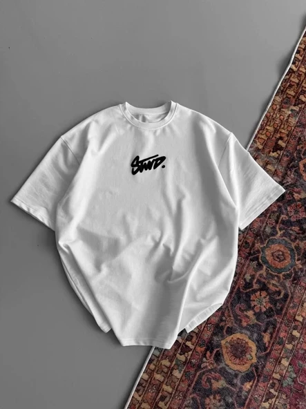 Kadın Baskılı Oversize T-shirt - Beyaz ürün görseli 1