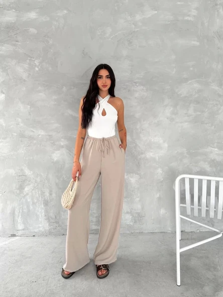 Ayrobin Oversize Kadın Pantalon - Bej ürün görseli 1
