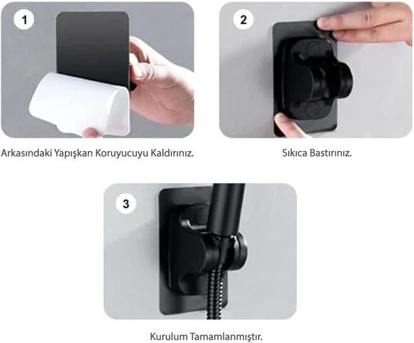 EUROMIX Yapışkanlı Banyo Duş Mafsalı Duş Başlığı Askısı 15 kg Taşıma Kapasiteli Mafsal Tutacak - Resim 3