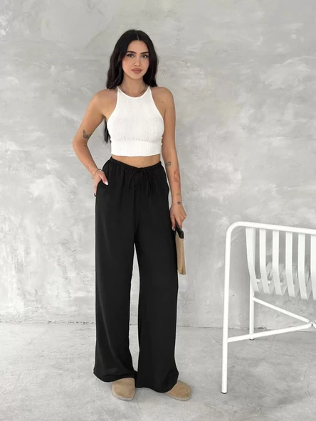 Ayrobin Oversize Kadın Pantalon - Siyah - Resim 5