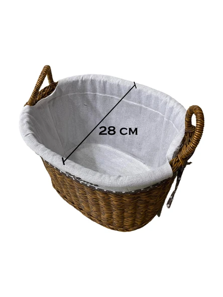 KULPLU OVAL KUMAŞLI SEPET BÜYÜK BOY 33 x 23 x 28 cm - 3