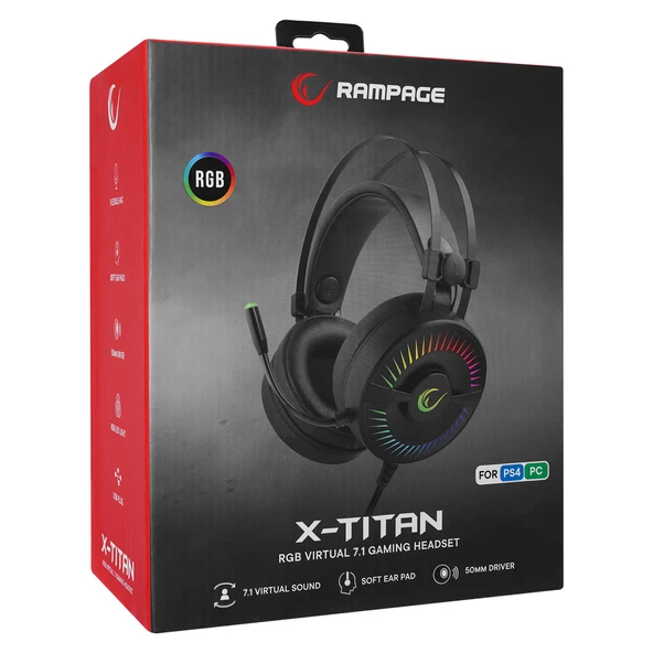 RAMPAGE RM-2019G X-TITAN RGB 7.1 SURROUND SOUND SYSTEM MİKROFONLU OYUNCU KULAKLIĞI RAMPAGE - 6