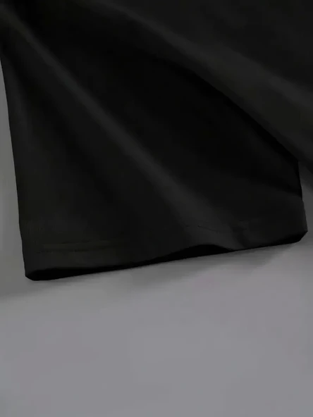 20/1 Penye Compack Baskılı Oversize Kahve Desenli Kadın Kısa Kol Yazlık T-shirt - Siyah - Resim 2