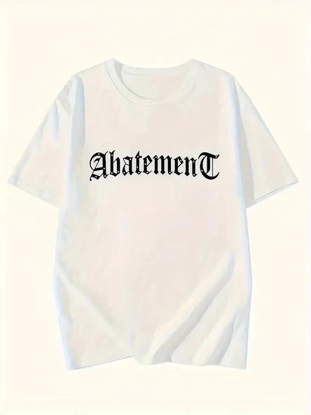 Örümcek Ağı Desenli Baskılı Oversize Bisiklet Yaka T-shirt  - Beyaz - Resim 2