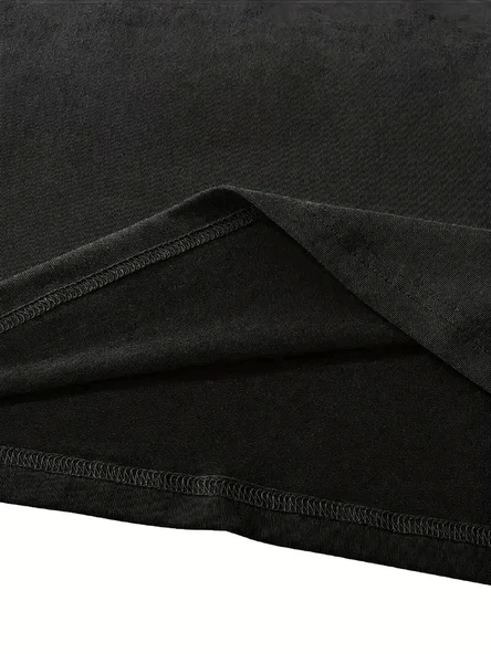 fiyonk Ön Arka baskılı siyah oversize unisex Kısa Kol t-shirt- Siyah - Resim 3