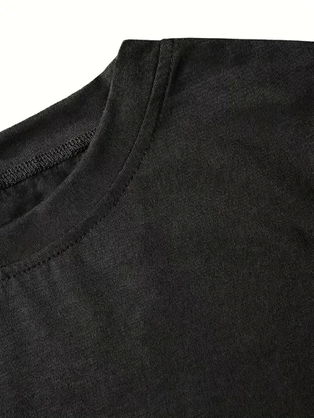 fiyonk Ön Arka baskılı siyah oversize unisex Kısa Kol t-shirt- Siyah - Resim 4