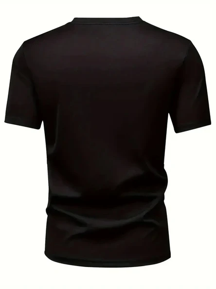 20/1 Penye Compack Baskılı Oversize Bisiklet Yaka Kısa Kol T-shirt - Siyah - Resim 2