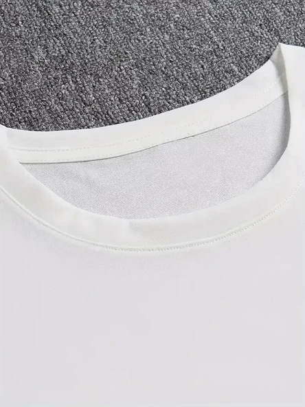 erkekler için Ön Arka Baskılı PERFECTLY günlük Kısa Kol tişört - Beyaz - Resim 5