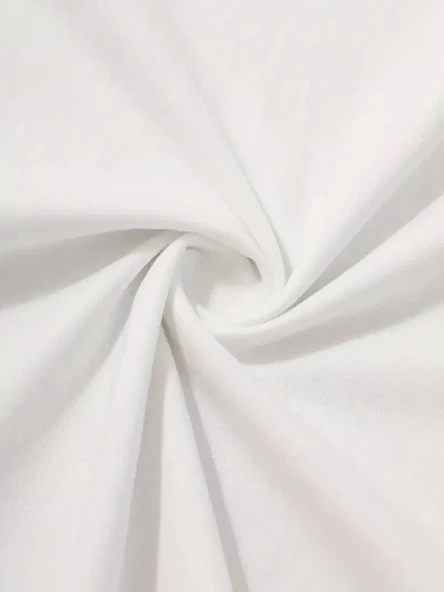 20/1 Penye Compack Palmiye Baskılı Oversize Bisiklet Yaka Kısa Kol T-shirt - Beyaz - Resim 5