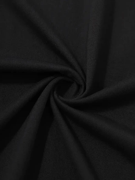 20/1 Penye Compack Uçak Baskılı Oversize Bisiklet Yaka Kısa Kol T-shirt - Siyah - Resim 5