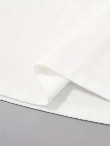 20/1 Penye Compack Palmiye Baskılı Oversize Bisiklet Yaka Kısa Kol T-shirt - Beyaz - Resim 2