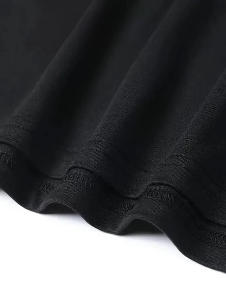 20/1 Penye Compack Baskılı Oversize Bisiklet Yaka Kısa Kol T-shirt - Siyah - Resim 3