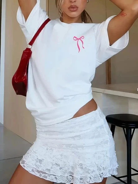 Sporda Günlük Hayata Giyilebilir GYM Baskılı Oversize Bisiklet Yaka Erkek T-shirt - Beyaz - Resim 5