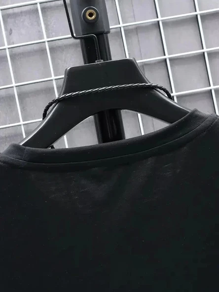 20/1 Penye Compack FUTRE Baskılı Oversize Kısa Kol Bisiklet Yaka T-shirt - Siyah - Resim 4